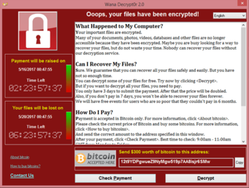 Wannacry ransomware attack landing page